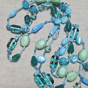 Vintage Venetian Glass Handmade Ling Gemstone Chaldoncy Necklace OOAK